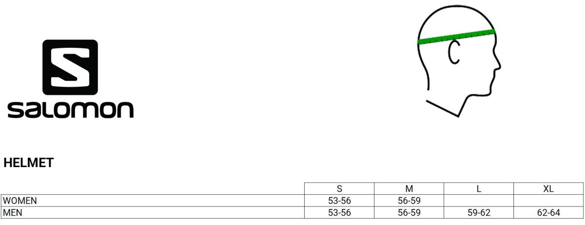 Salomon helmet size chart