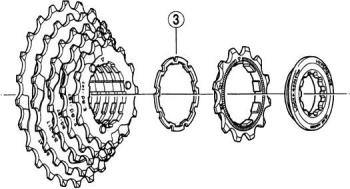 Shimano 8-as 3 mm közgyűrű alátét kazettás racsnik 3.Kép