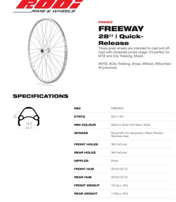 Rodi Freeway 26/36 V-brake FM31 rear wheel 2.Image