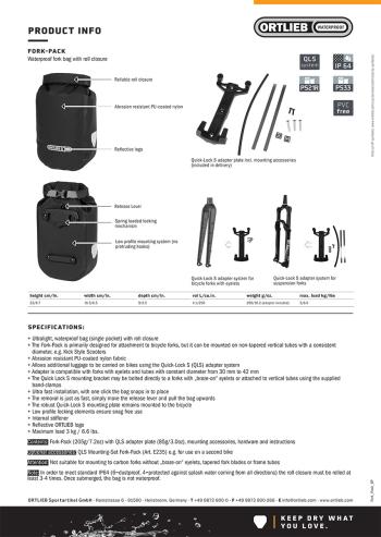 Ortlieb Fork-Pack villára rögzíthető táska 11.Kép