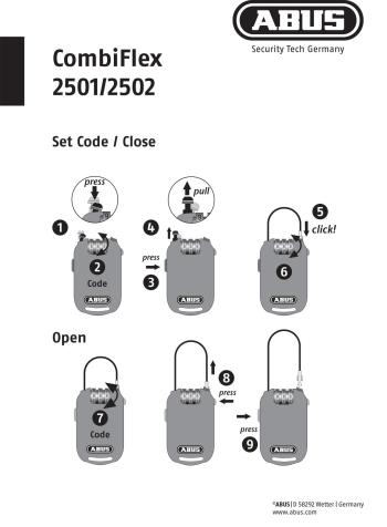 Abus Combiflex 2502/85 számzáras kábel lakat 3.Kép