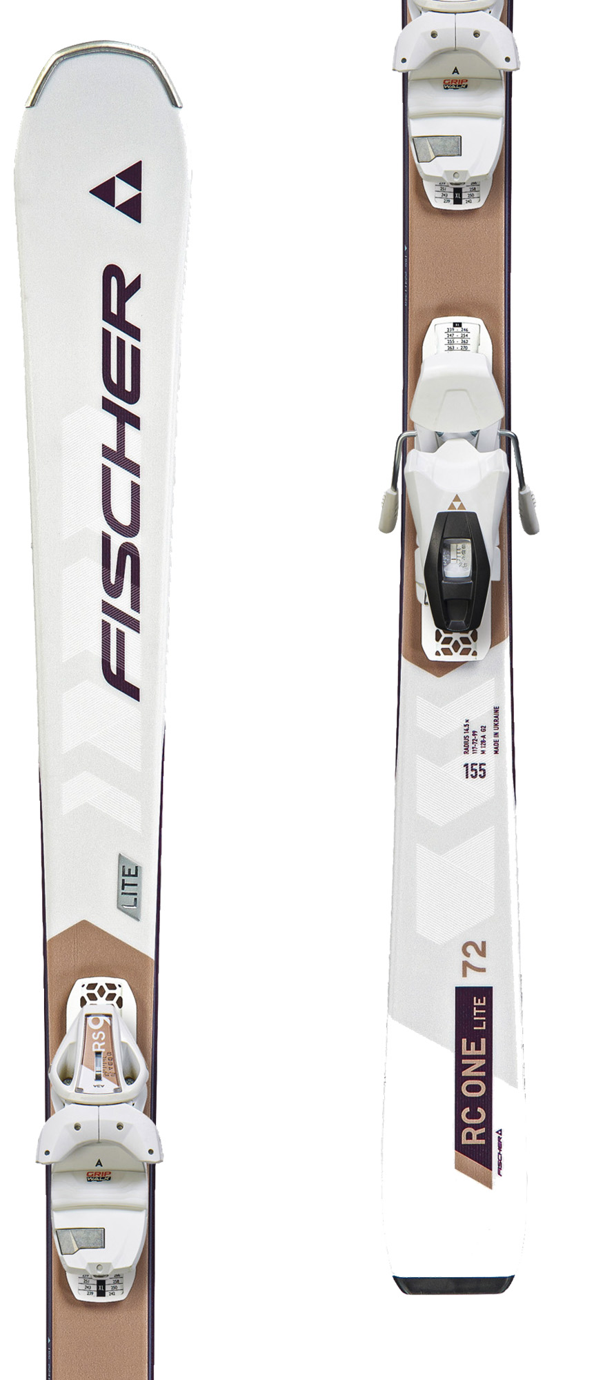 Fischer RC One Lite 72 skis with Fischer RS9 GW SLR Pro bindings