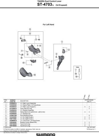Shimano Tiagra 4703 patkófékhez 3/10sp fékváltókar szett 2.Kép