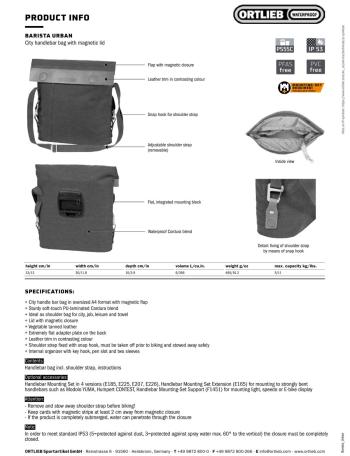 Ortlieb Barista Urban 6L kormánytáska 9.Kép