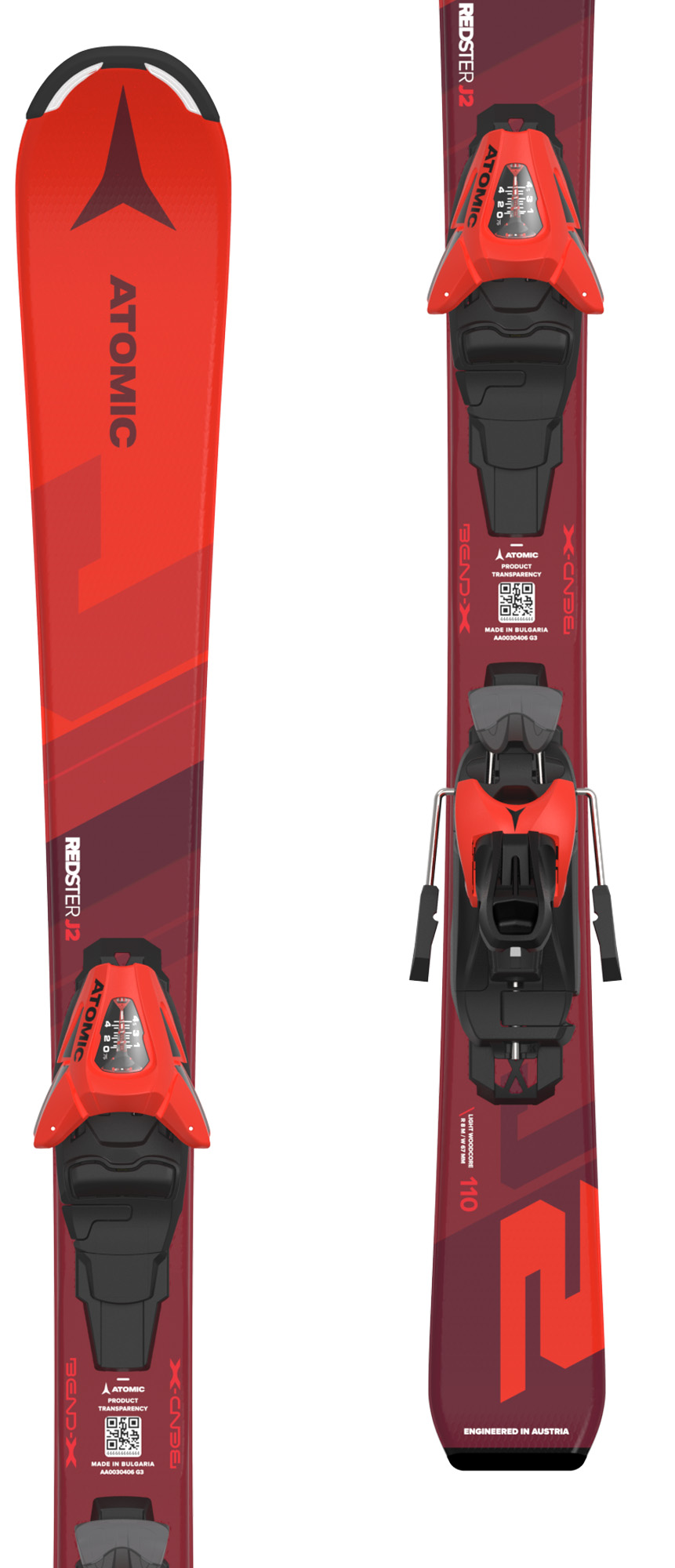 Atomic Redster J2 100-120 skis with Atomic C5 GW bindings