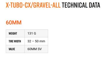 Tubolito X-Tubo CX/Gravel 700-32/50 SV60 54 g belső gumi 5.Kép