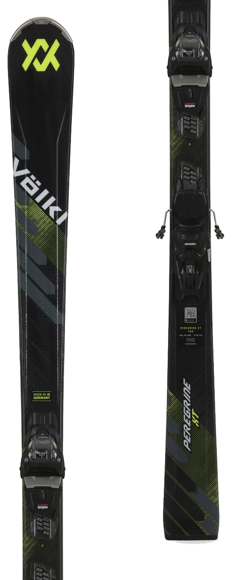 Völkl Peregrine XT skis with VMot 10 GW bindings