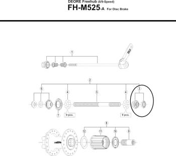 Shimano M525 jobb oldali hátsó kónusz 2.Kép