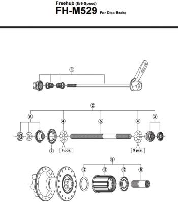 Shimano M529 bal hátsó kónusz 2.Kép