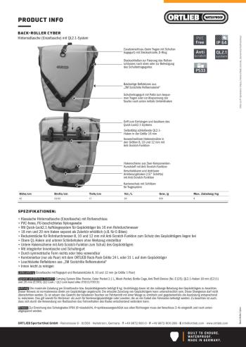Ortlieb Back-Roller Cyber QL2.1 csomagtartó táska 13.Kép