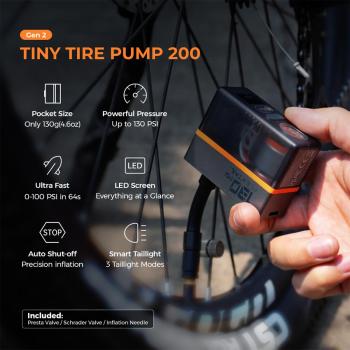 Flextail Tiny Tire Pump 120PSI Mini Electric Gauge Pump with Cool Taillight 3.Image